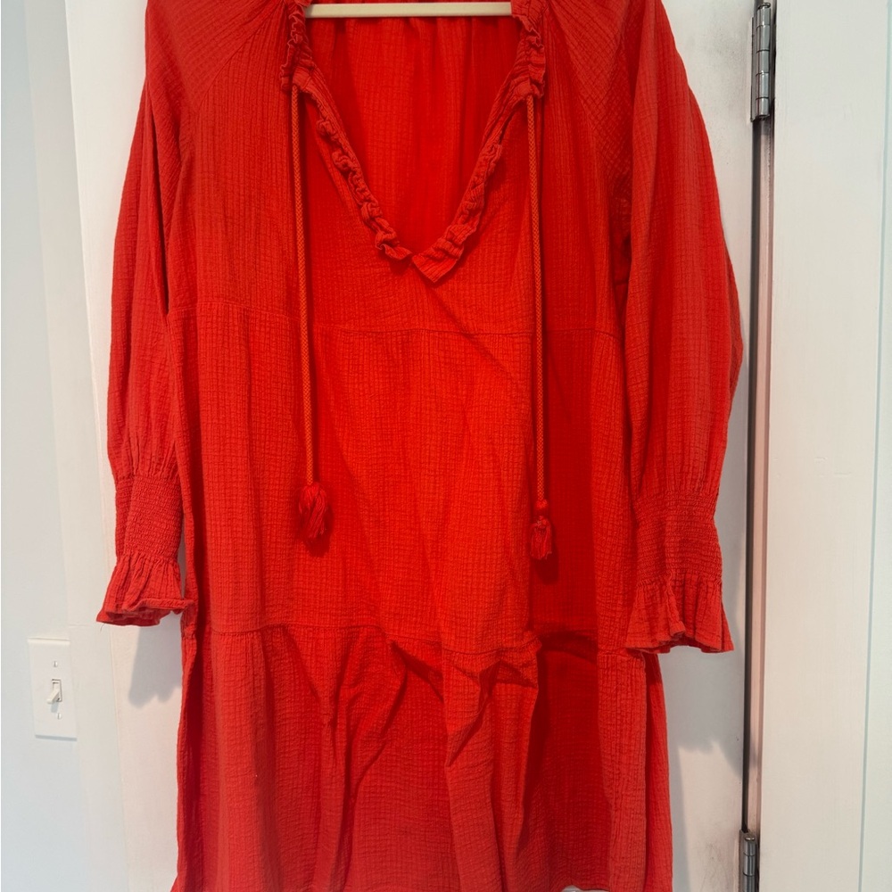 J. Crew poppy orange gauze cover up